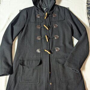 Black, Wool, Size 6, ASOS, Hooded Duffle Women's Winter Coat